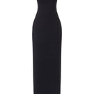 Black Jensen crystal bodycon gown by 21Six featuring a fitted silhouette and sparkling embellishments.