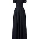 Black Monica Taffeta Chest Cup Jumpsuit by 21Six, featuring a fitted design and stylish taffeta fabric.
