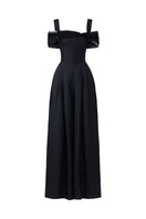 Black Monica Taffeta Chest Cup Jumpsuit by 21Six, featuring a fitted design and stylish taffeta fabric.