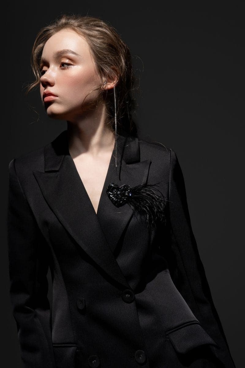 BLACK ROSA TAFFETA FEATHER BLAZER DRESS | 21Six | CULT MIA