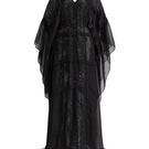 Black Sunie Silk Straight Maxi Dress by 21Six, elegant long dress with smooth silk fabric and a sleek, straight fit.