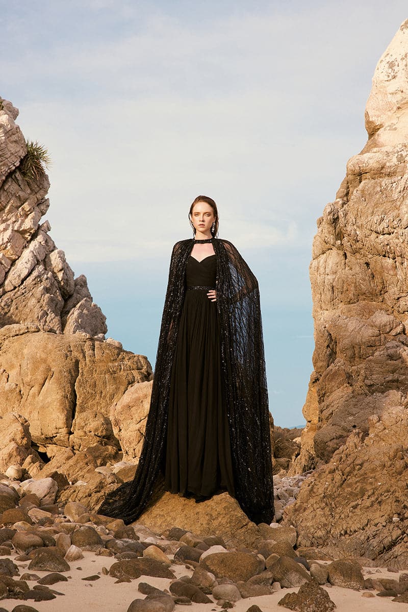 CELINA CRYSTAL LACE SEQUINS CAPE | 21Six | CULT MIA