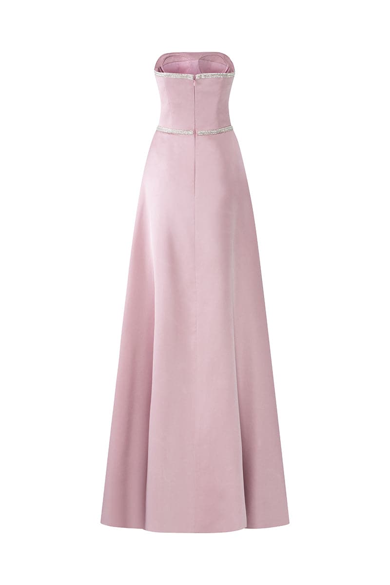 ELIZABETH SILK SATIN MIXED CRYSTAL LACE DRESS | 21Six | CULT MIA
