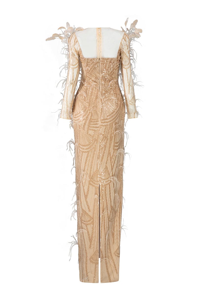 EMILY CRYSTAL LACE FEATHER DRESS | 21Six | CULT MIA