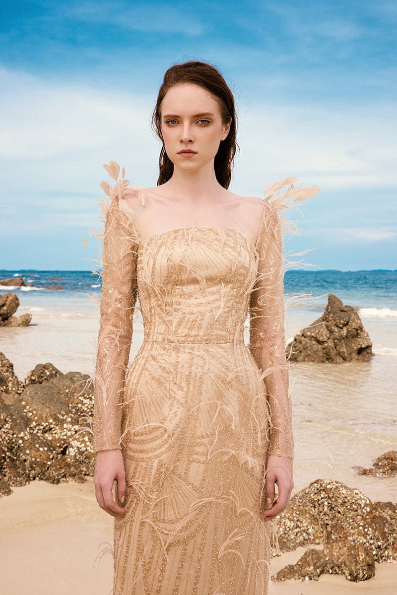 EMILY CRYSTAL LACE FEATHER DRESS | 21Six | CULT MIA