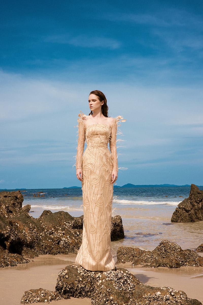 EMILY CRYSTAL LACE FEATHER DRESS | 21Six | CULT MIA