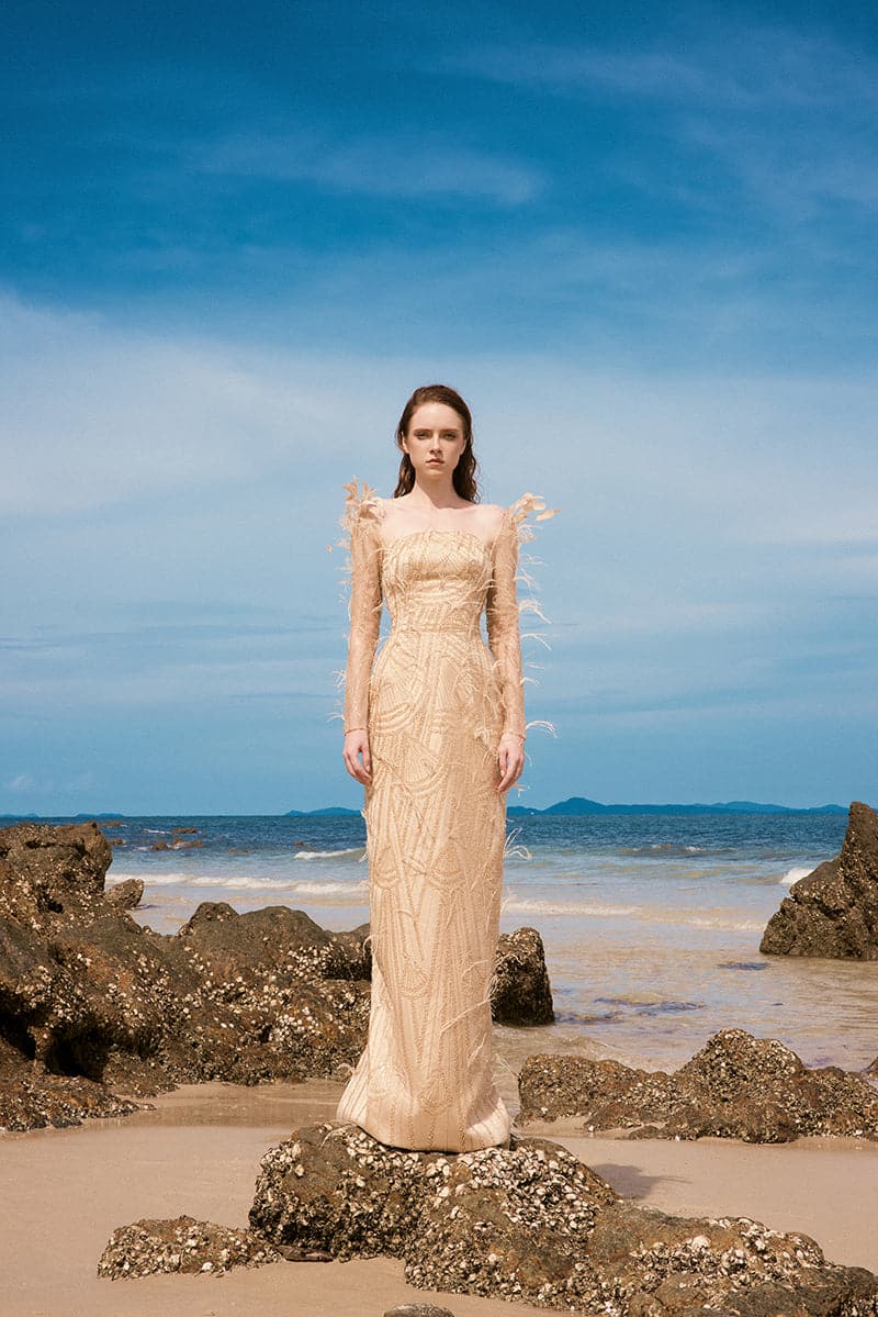 EMILY CRYSTAL LACE FEATHER DRESS | 21Six | CULT MIA