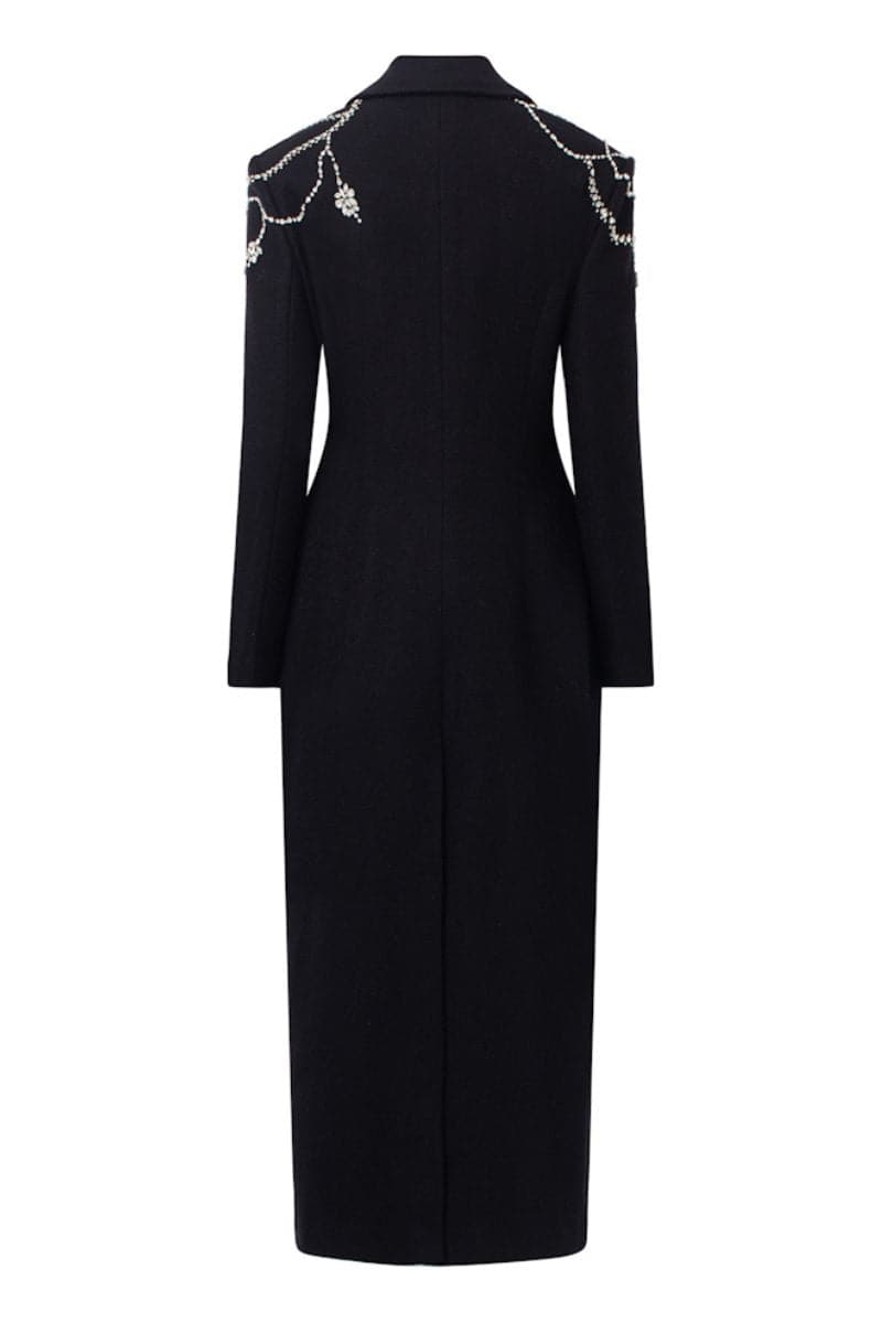 EVELYN BLACK FELT CRYSTAL OVERCOAT | 21Six | CULT MIA