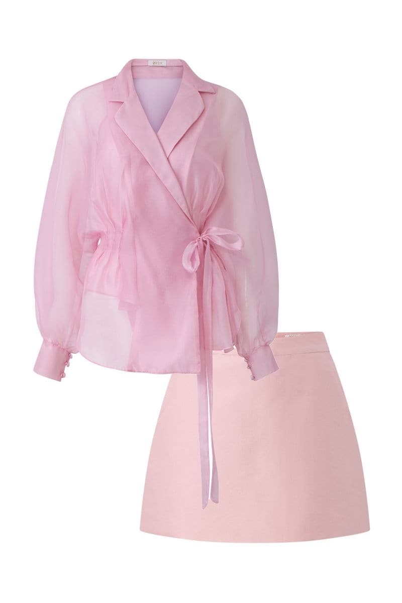 FREYJA BALLOON SLEEVE TOP AND DELLA MINI SKIRT SET | 21Six | CULT MIA