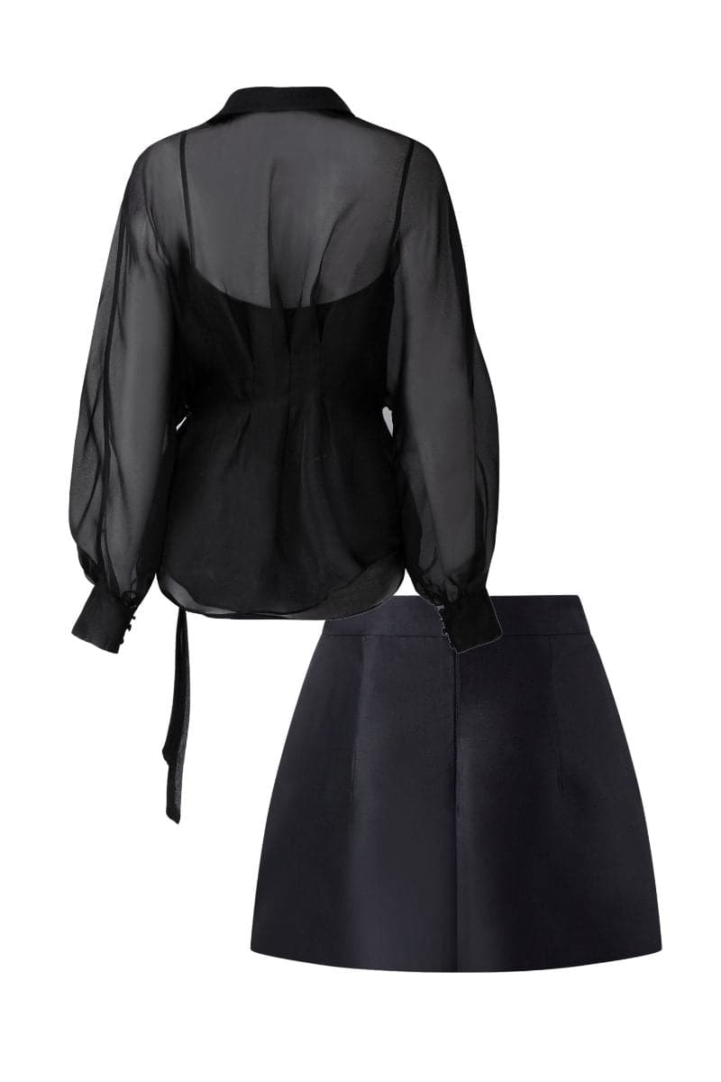 FREYJA BALLOON SLEEVE TOP AND DELLA MINI SKIRT SET | 21Six | CULT MIA