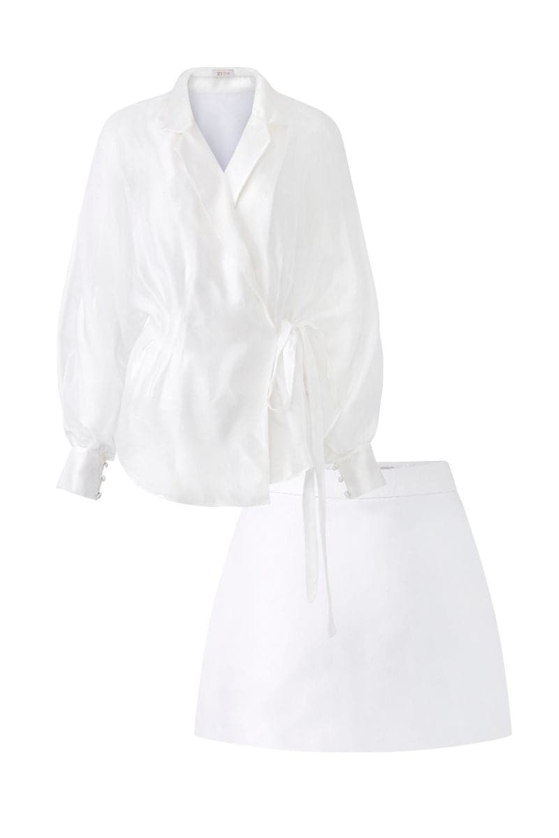 FREYJA BALLOON SLEEVE TOP AND DELLA MINI SKIRT SET | 21Six | CULT MIA