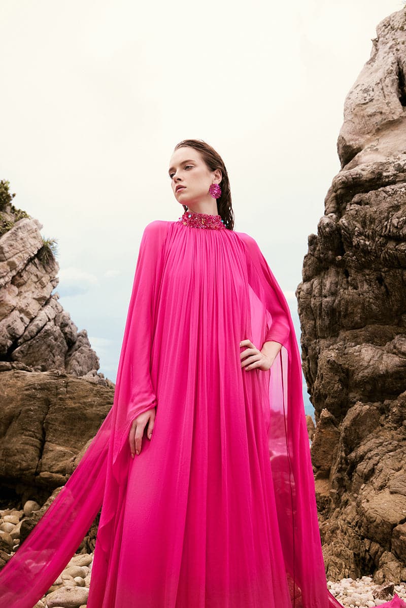 sequin dress with chiffon sleeves Bling V Neck Chiffon Long Sleeves Sequins Side Split TANYA BRIDAL