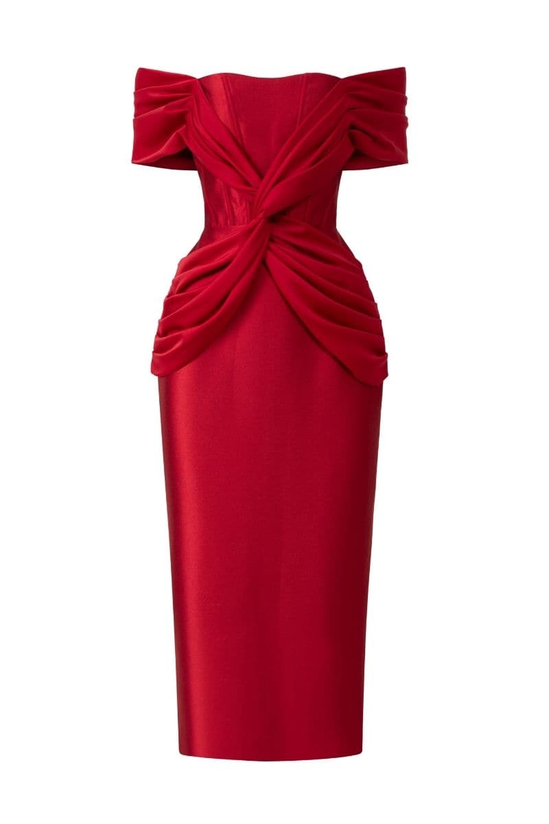 JAIME TAFFETA CORSET MIDI DRESS | 21Six | CULT MIA