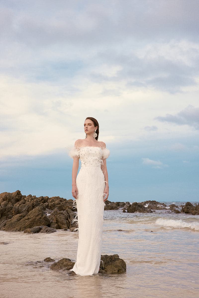 JOLIE CRYSTAL LACE FEATHER DRESS | 21Six | CULT MIA