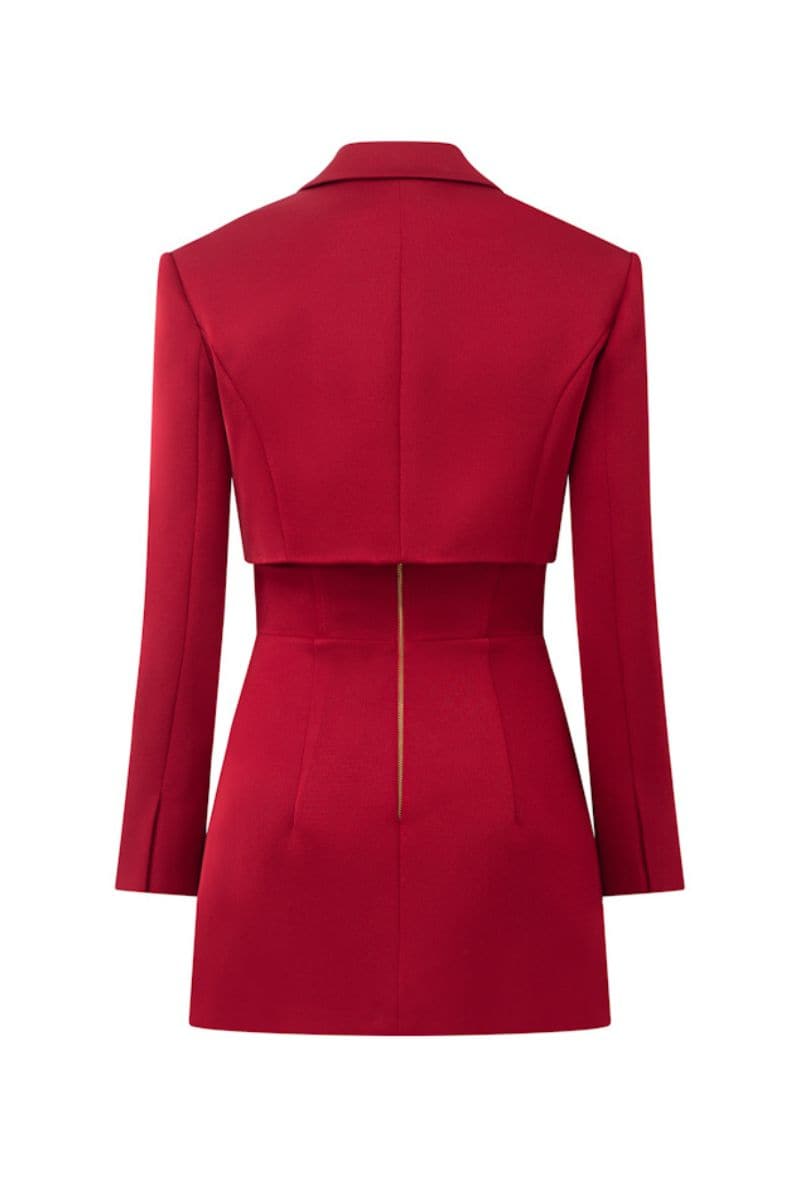 LAYLA RED TAFFETA MINI BLAZER SET | 21Six | CULT MIA