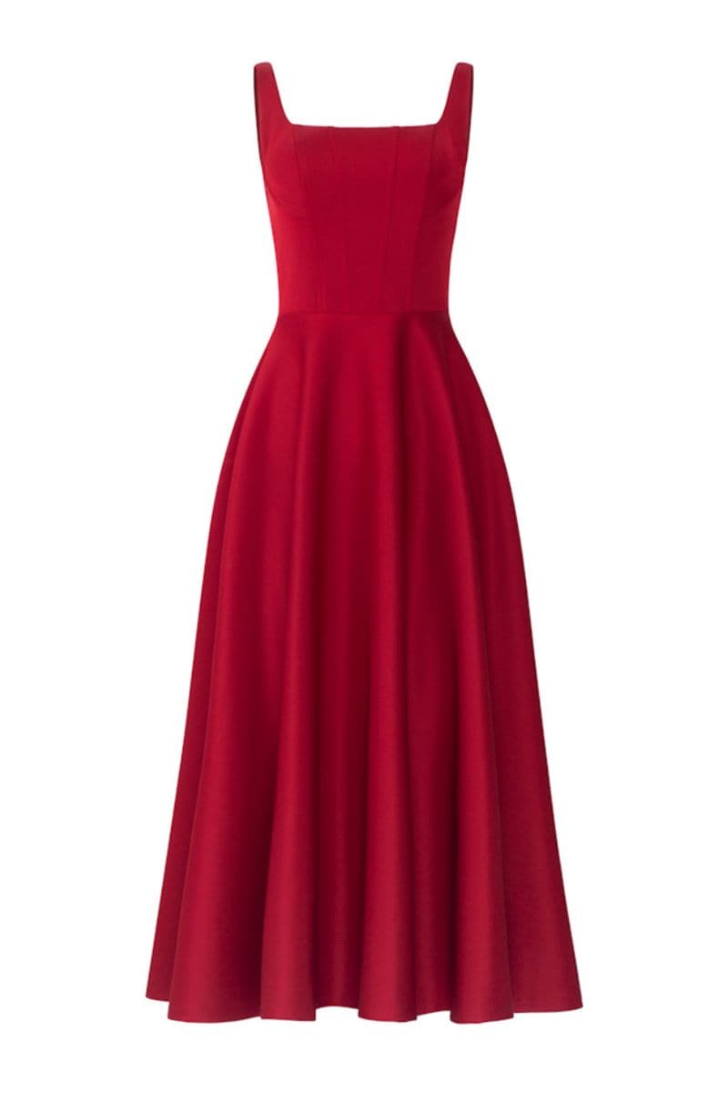 LILIANA RED TAFFETA U-LINE DRESS | 21Six | CULT MIA