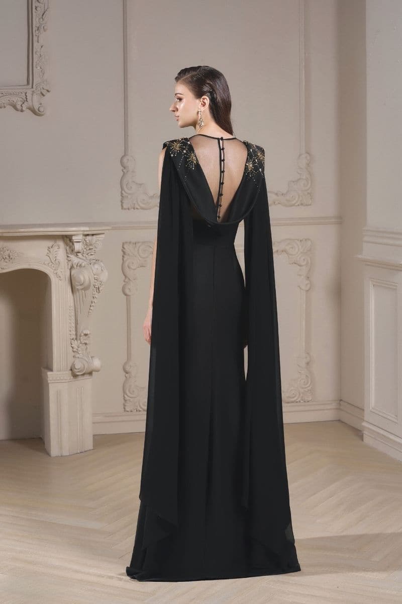 NATALIE BLACK TAFFETA CRYSTALS AT EPAULETTES DRESS | 21Six | CULT MIA