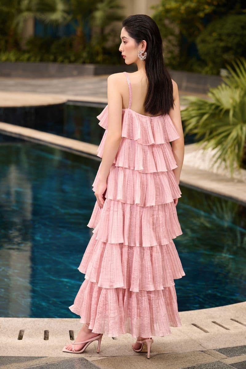 silk layered dress 21Six PENNY SILK LAYERED MAXI DRESS