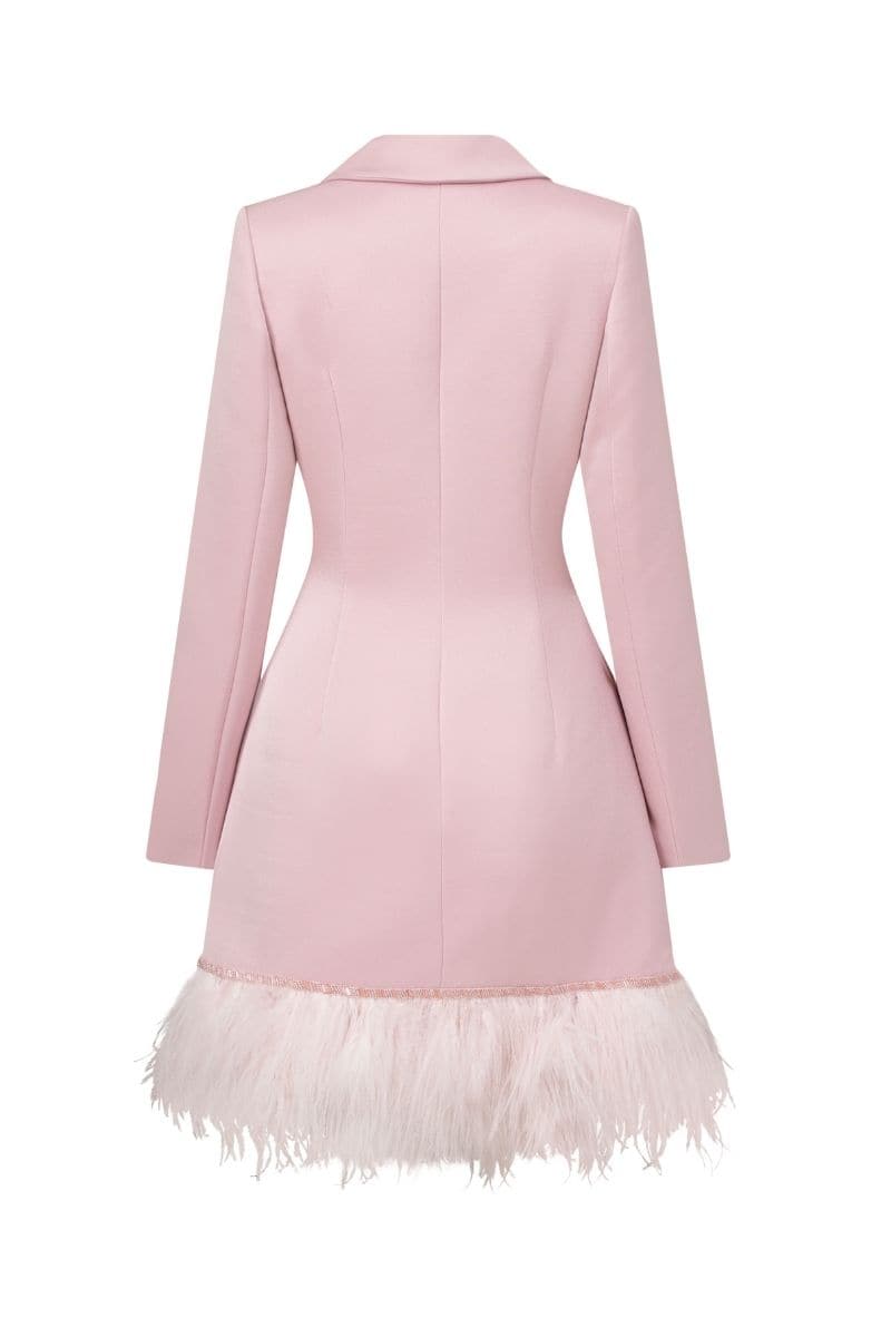 PINK ROSA TAFFETA FEATHER BLAZER DRESS | 21Six | CULT MIA