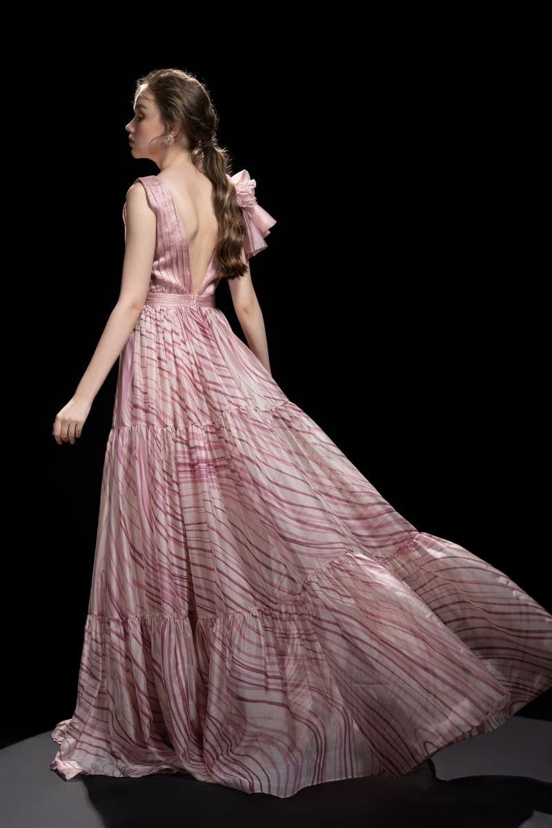 PINK TRICIA SHINY SILK WAVE MAXI DRESS | 21Six | CULT MIA