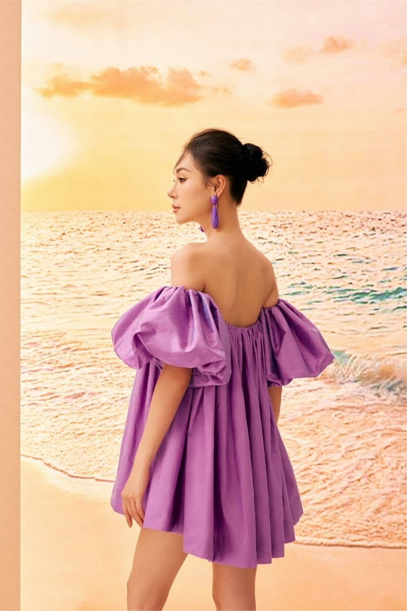 taffeta mini dress 21Six PURPLE EMMELINE SILK TAFFETA STRAPLESS MINI DRESS