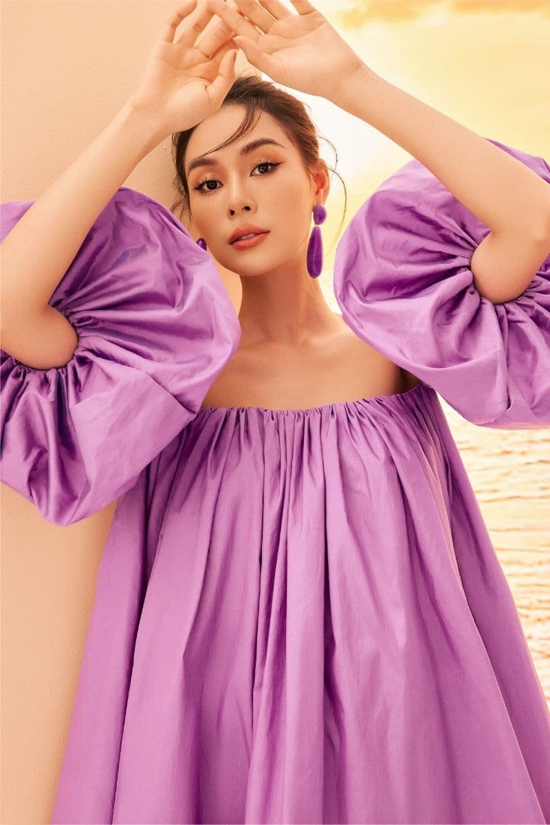 PURPLE EMMELINE SILK TAFFETA STRAPLESS MINI DRESS | 21Six | CULT MIA