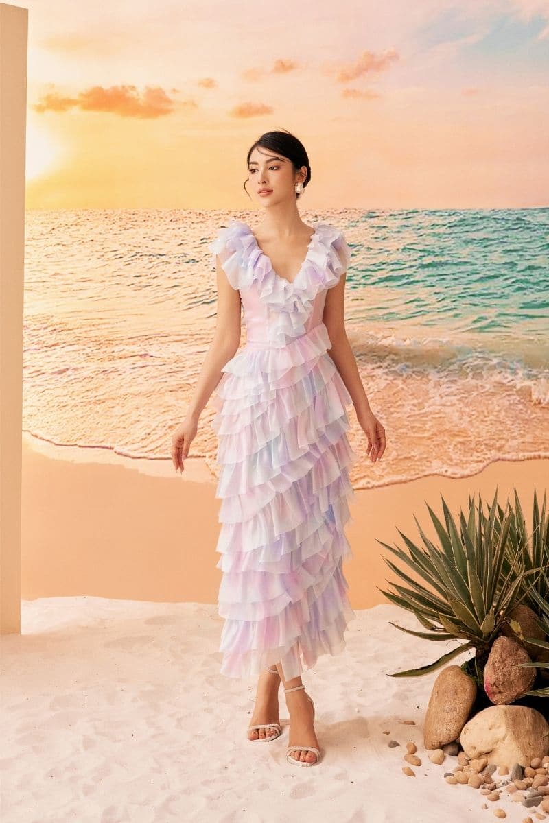 RAINBOW EILEEN SHINY SILK LAYERED MAXI DRESS | CULT MIA | 21Six RAINBOW EILEEN SHINY SILK LAYERED MAXI DRESS | CULT MIA | 21Six