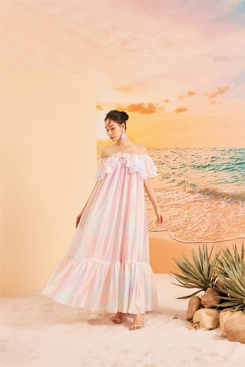 RAINBOW FINLEY SHINY SILK MAXI DRESS | CULT MIA RAINBOW FINLEY SHINY SILK MAXI DRESS | CULT MIA