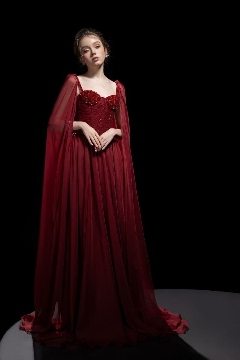 RED ESTHER SILK CAPE MAXI DRESS | CULT MIA | 21Six RED ESTHER SILK CAPE MAXI DRESS | CULT MIA | 21Six