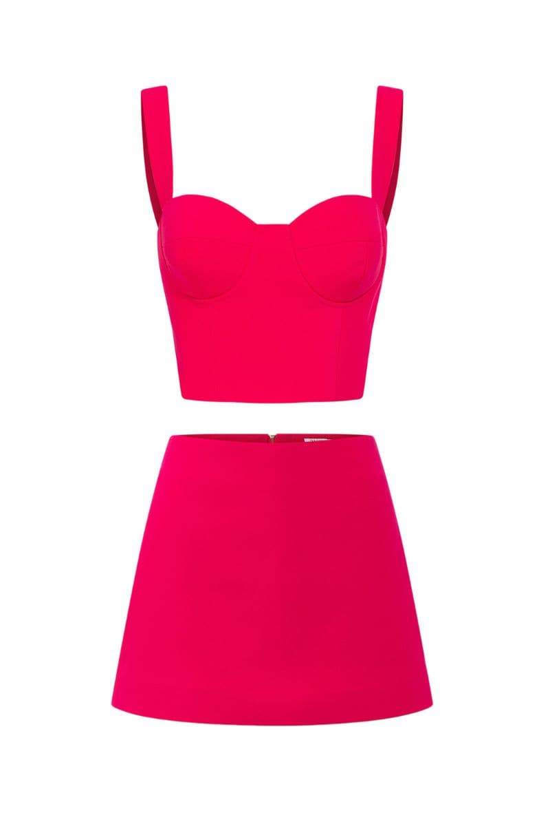 STEPHANIE PINK TEXTURE STRAIGHT CRYSTAL BLAZER SET | 21Six | CULT MIA