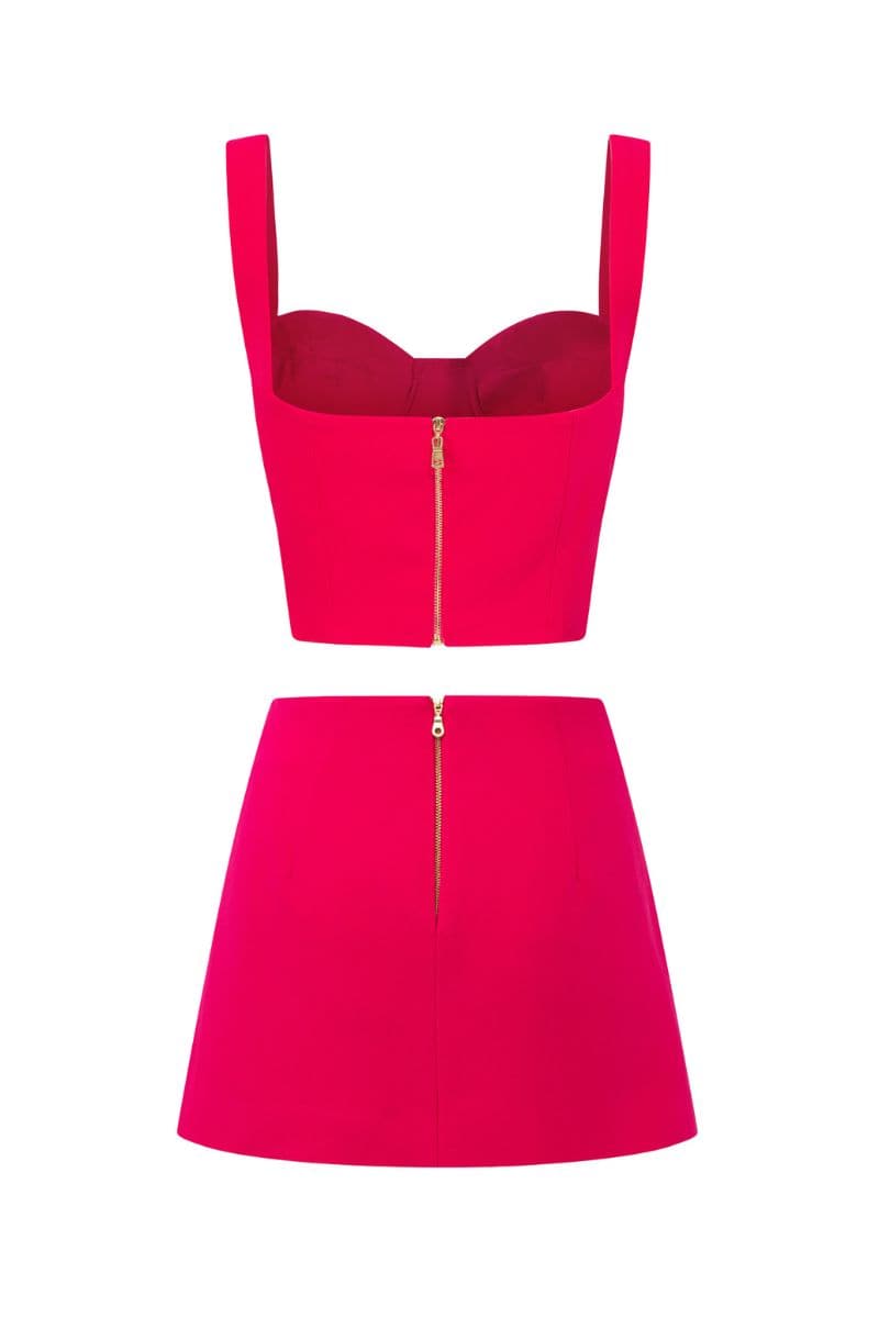 STEPHANIE PINK TEXTURE STRAIGHT CRYSTAL BLAZER SET | 21Six | CULT MIA