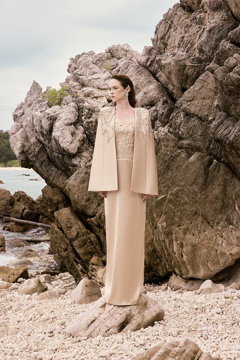 TERESA SILK SATIN CRYSTAL DRESS | CULT MIA