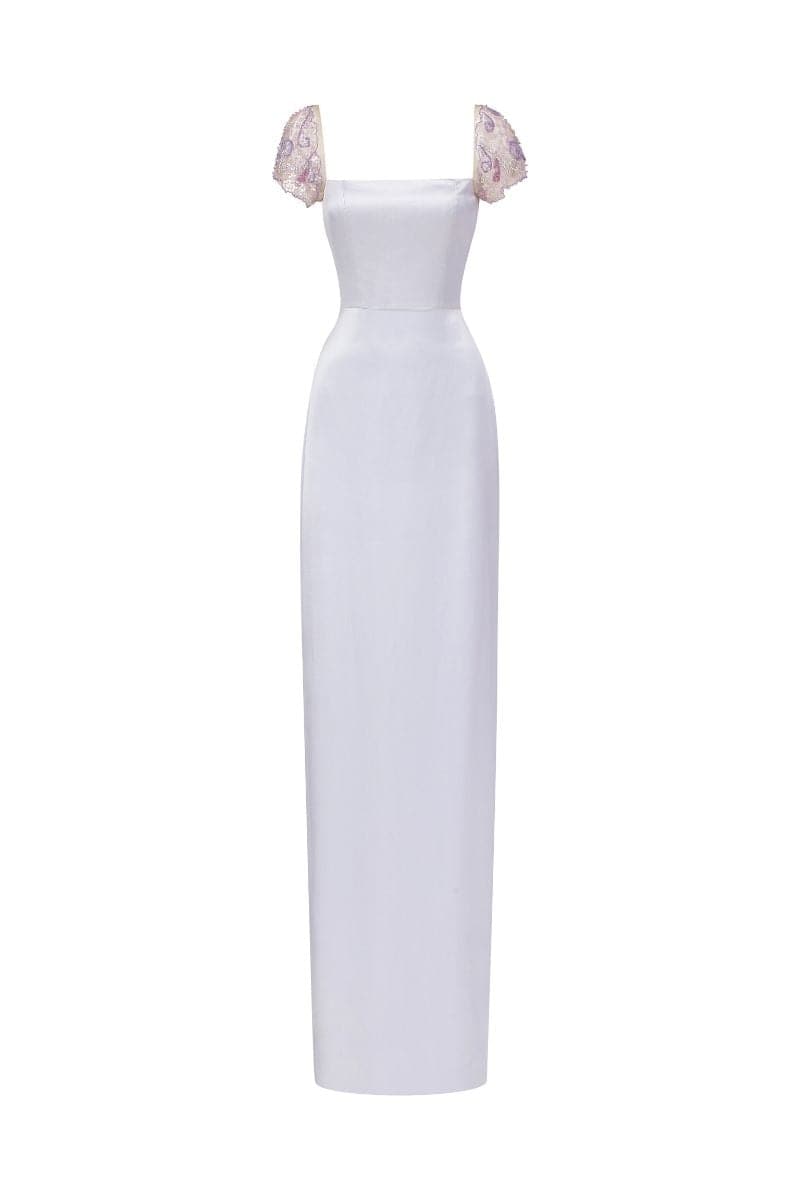 VERI PERI CARA SILK SATIN ATTACHED MAXI DRESS | 21Six | CULT MIA