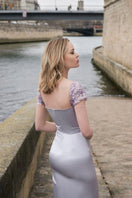 Veri Peri Cara silk satin attached gown by 21Six featuring a flowing maxi design and elegant fabric.