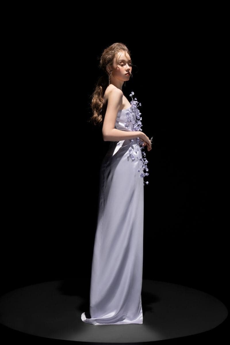 VERI PERI CONNIE SILK SATIN FLOWERS MAXI DRESS | 21Six | CULT MIA