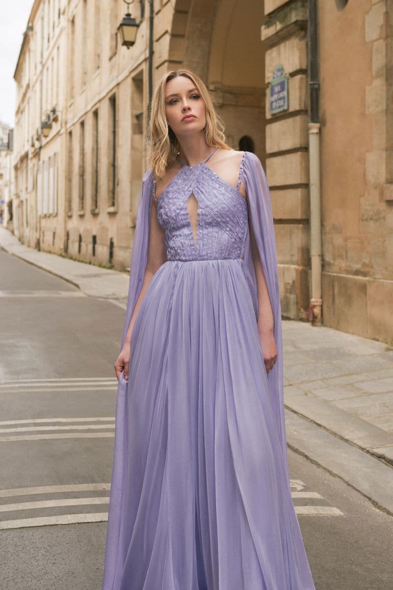 21Six Veri Peri Dalia silk cut-out gown featuring a flowing maxi dress with elegant design and stylish cut-outs.
