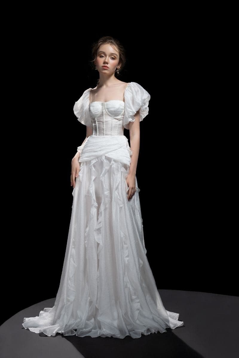WHITE GARCIA SILK RUFFLES DRESS | CULT MIA | 21Six WHITE GARCIA SILK RUFFLES DRESS | CULT MIA | 21Six