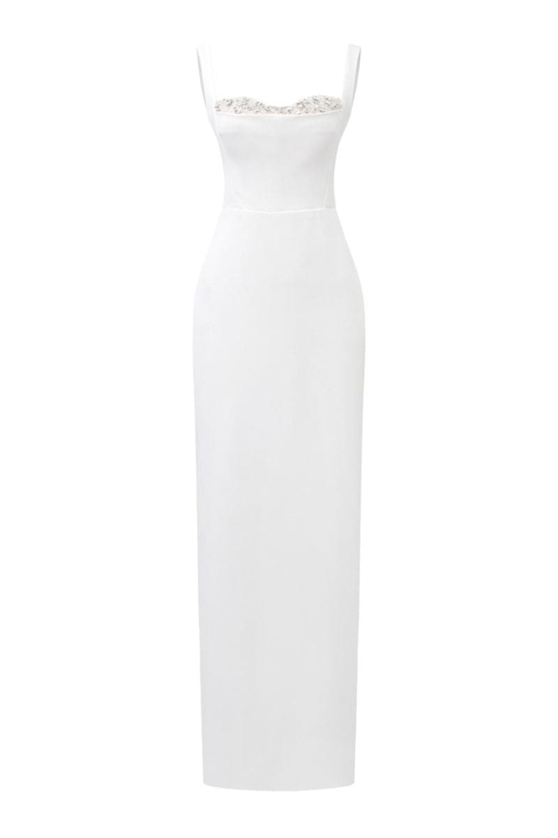 WHITE JENSEN CRYSTAL BODYCON DRESS | 21Six | CULT MIA