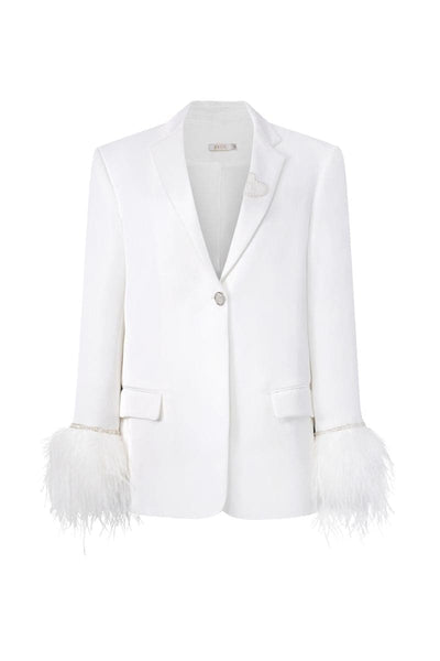 deres デレス　feather long coat ホワイト　新品 Feather Blazers & Feather Jackets | LAPOINTE