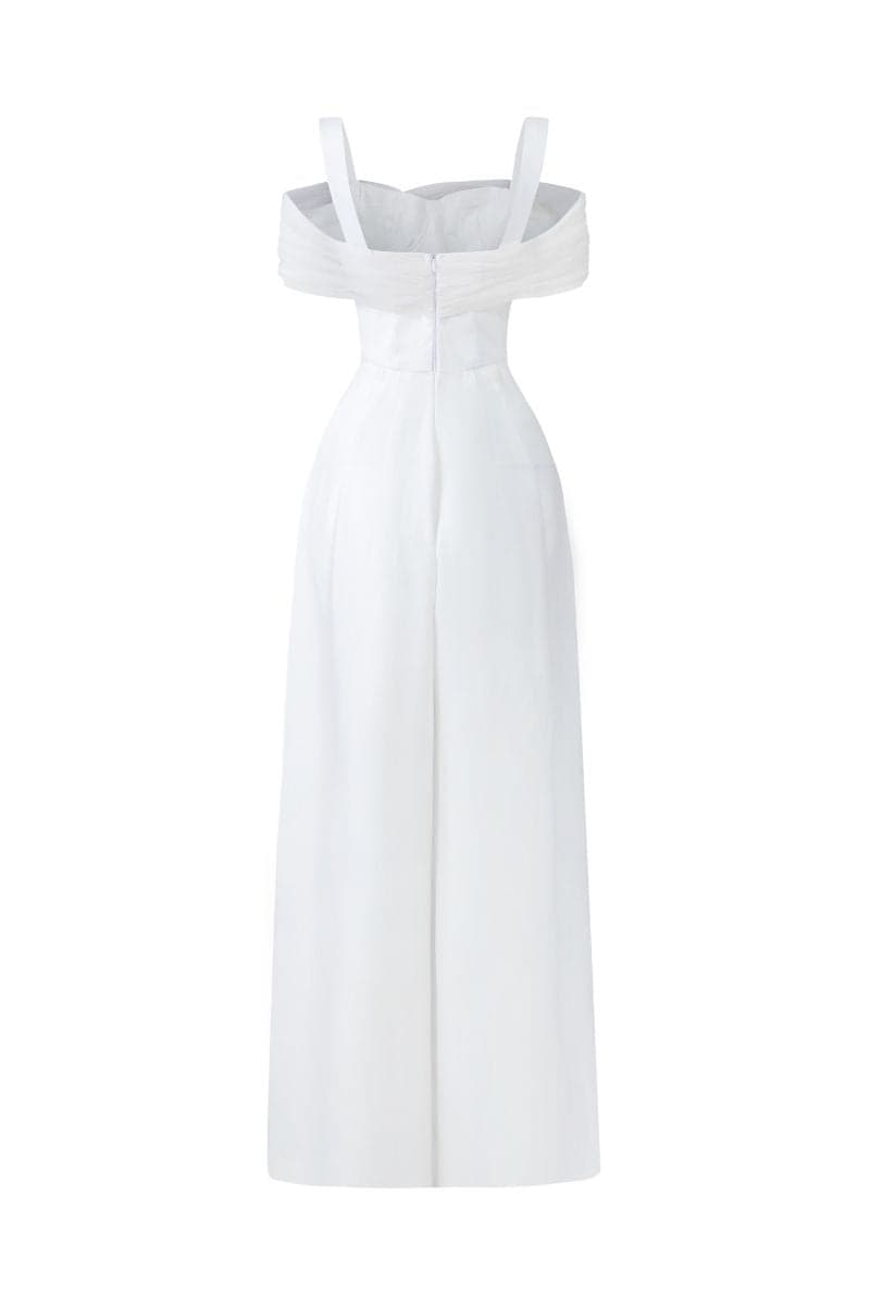 WHITE MONICA TAFFETA CHEST CUP JUMPSUIT | 21Six | CULT MIA