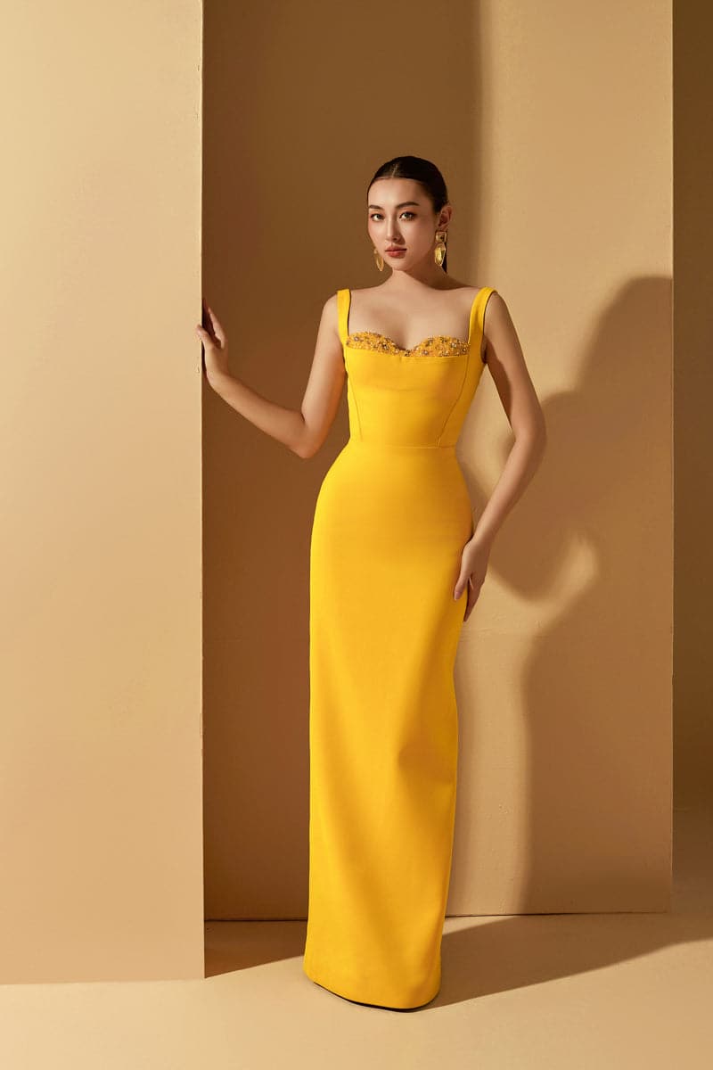 YELLOW JENSEN CRYSTAL BODYCON DRESS | CULT MIA | 21Six YELLOW JENSEN CRYSTAL BODYCON DRESS | CULT MIA | 21Six