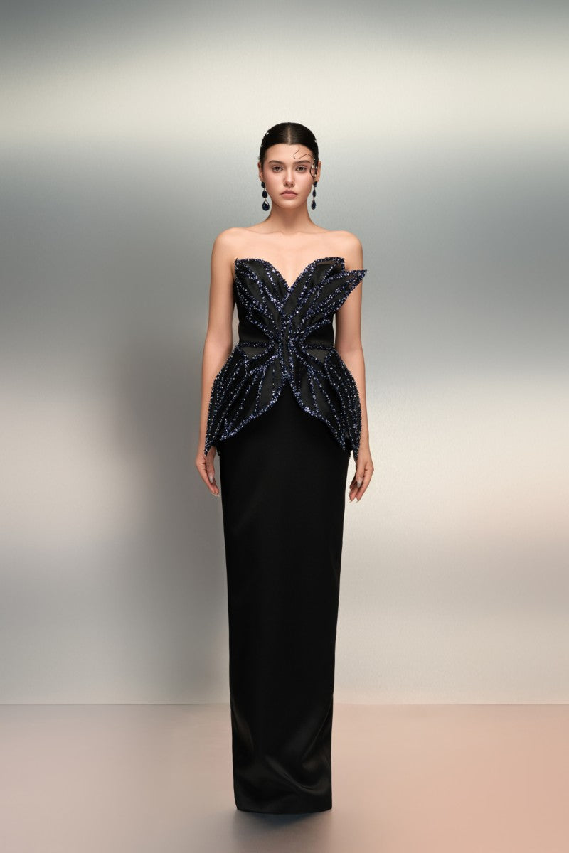 REEM SILK TAFFETA DRESS IN BLACK - CULT MIA