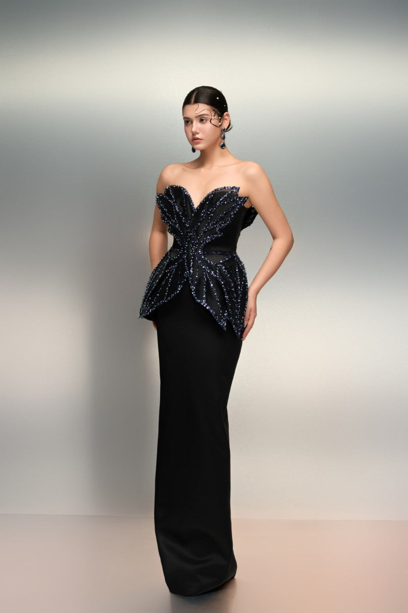 REEM SILK TAFFETA DRESS IN BLACK - CULT MIA