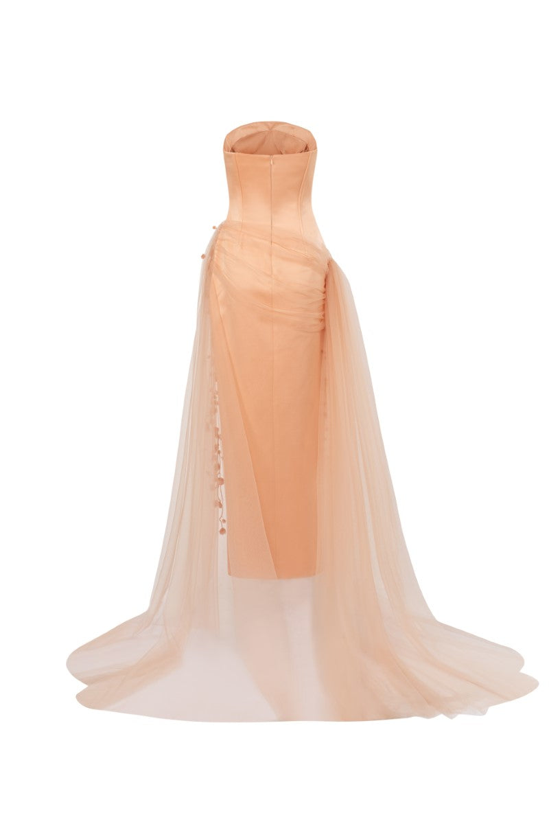 Elegant SABINA Silk Taffeta Flowers gown by 21Six featuring floral embellishments and flowing fabric, perfect for formal occasions.