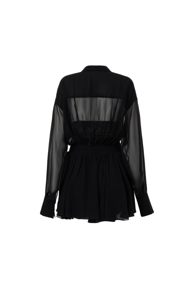 BLAIR CHIFFON FLARED MINI DRESS MIX LACE BRA - CULT MIA