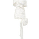 White Kendall taffeta cut-out mini dress by 21Six, featuring a stylish design with cut-out details and a fitted silhouette.