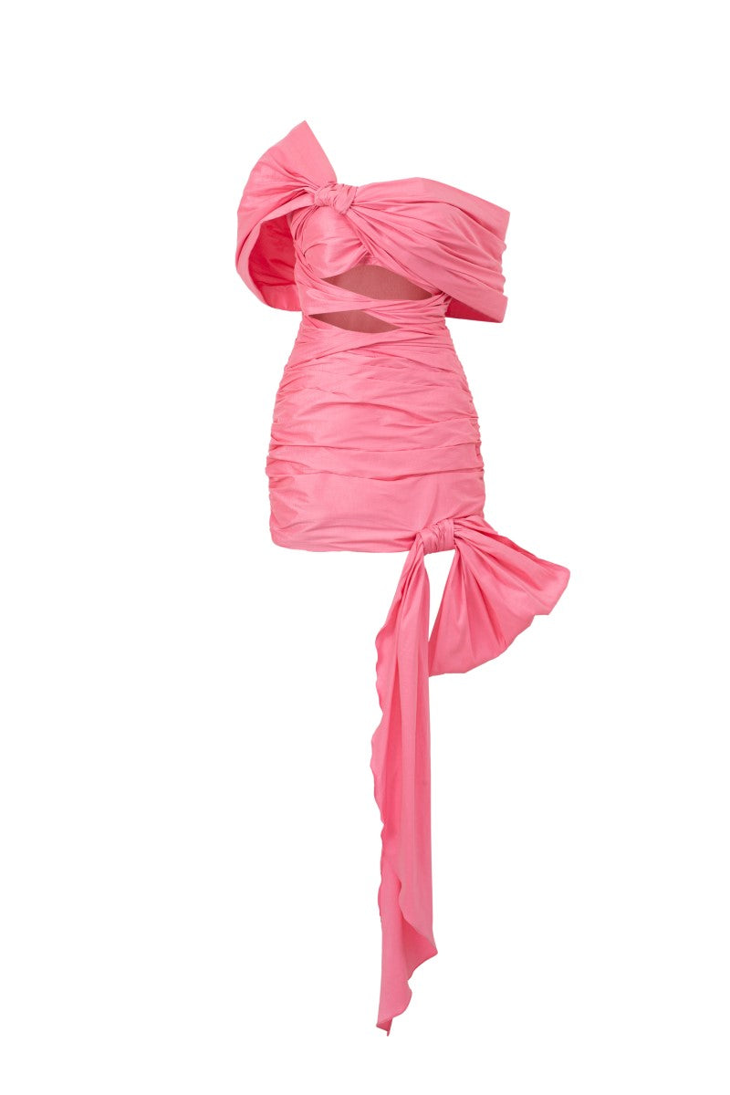 KENDALL TAFFETA CUT OUT DRESS IN PINK - CULT MIA