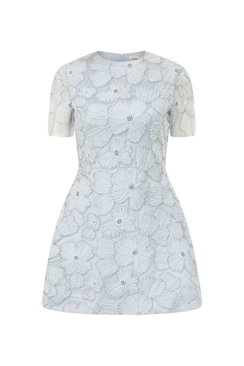 ROSALINE CRYSTAL LACE FLORAL DRESS - CULT MIA
