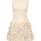 Beige FLAVIA lace mini dress by 21Six featuring intricate lace details and a stylish, fitted silhouette.
