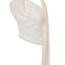 Off-white Kris Marán top with attached shawl, featuring a stylish, flowy design perfect for elegant casual wear.